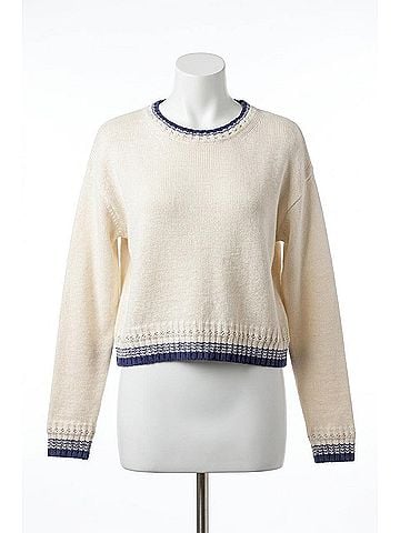 Central Park West Eden Specialty Stitch Crew Sweater in Ivory Multi (view 1)