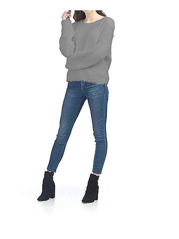 Papillon Lurex Infused Fuzzy Sweater in Grey (view 2)