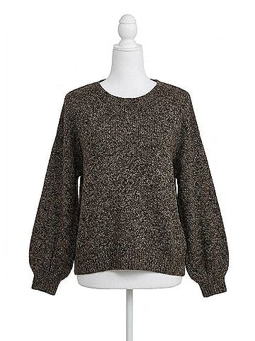 Papillon Texutred Knit Crop Sweater Top in Oatmeal Heathered (view 1)