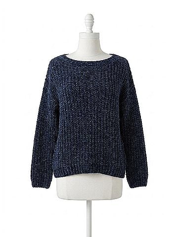 Papillon Chenille Knit Sweater in Navy (view 1)