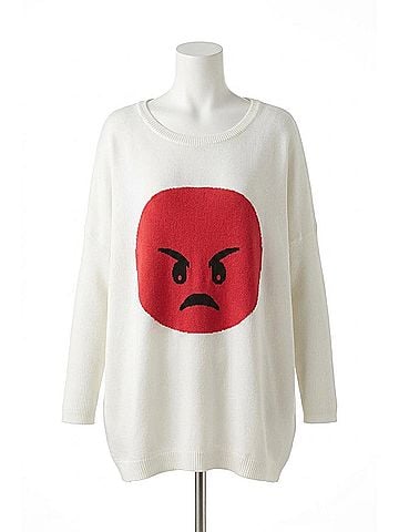 Angel Angry Emoji Top in White/Red (view 1)