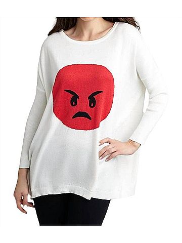 Angel Angry Emoji Top in White/Red (view 2)