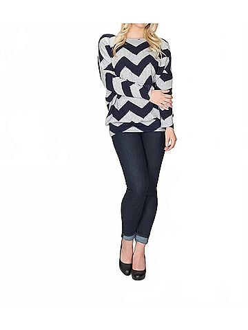 Papillon Chevron Print Sweatshirt in Navy (view 2)