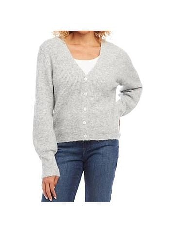 Karen Kane Button Up Cardigan in Light Gray (view 2)