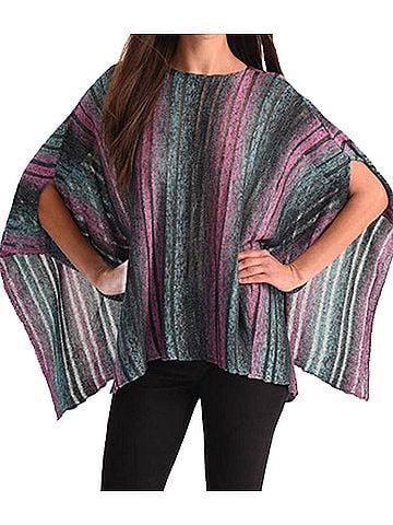 Angel Color Cut-Out Poncho in Teal (view 2)