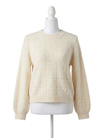 Papillon Plaid Knit Sweater in Cream (view 1)