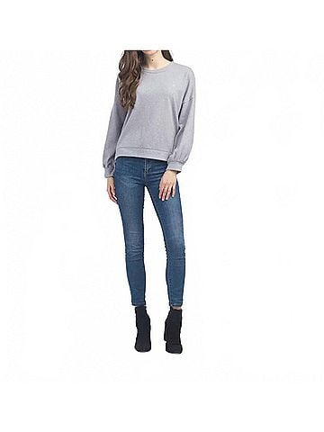 Papillon Lurex Infused Dolman Sleeve Top in Light Grey (view 2)