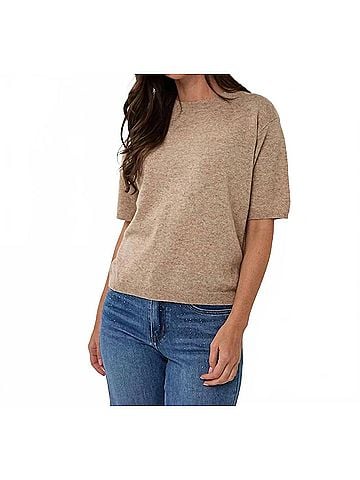 ESQUALO Susanne Short Sleeve Sweater in Taupe (view 2)