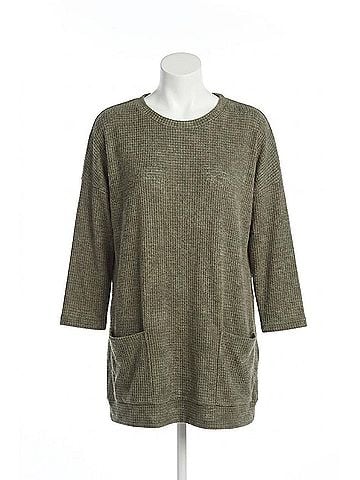 Papillon Textured Tunic With Patch Pockets in Khaki (view 1)
