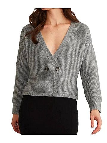 525 America Quinn Double Breasted Sweater in Smoke Grey (view 2)