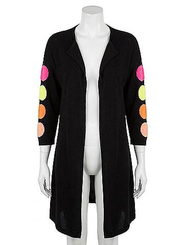 Angel Polkadot 3/4 Sleeve Cardigan in Black/Neon (view 1)