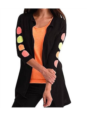 Angel Polkadot 3/4 Sleeve Cardigan in Black/Neon (view 2)