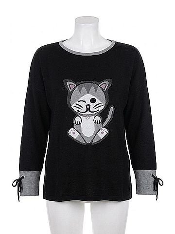Angel Kitty Paws Pullover in Black Multi (view 1)