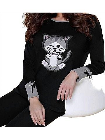 Angel Kitty Paws Pullover in Black Multi (view 2)
