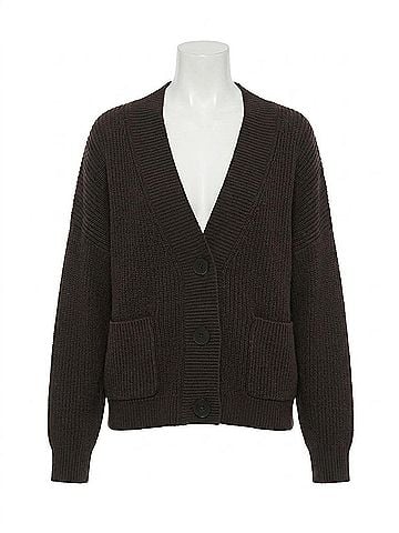 525 America Celeste Button Down Cardigan in Chocolate Plum (view 1)
