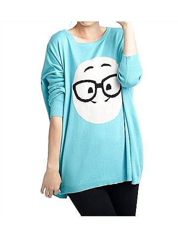 Angel Geek Chic Emoji Pullover in Turquoise (view 2)