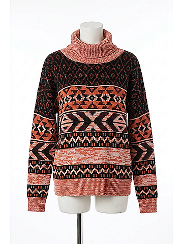 Wrangler Jeans Co Women's Retro Turtleneck Sweater in Burgundy (view 1)