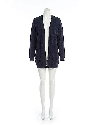 Papillon Long Sleeve Pockets Cardigan in Navy (view 1)