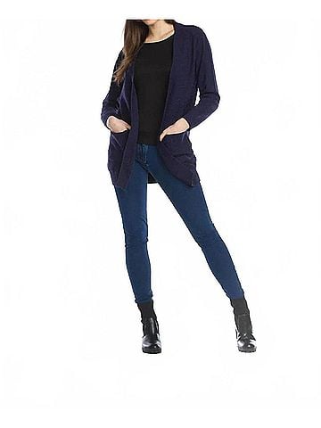 Papillon Long Sleeve Pockets Cardigan in Navy (view 2)