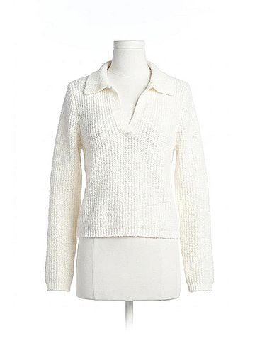Papillon Chenille Polo Style Sweater in Cream (view 1)