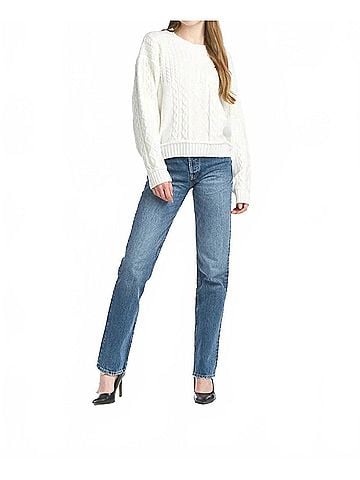 Papillon Cable Knit Long Sleeve Sweater in White (view 2)