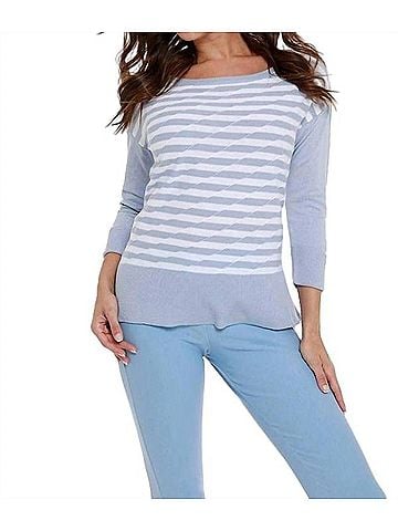 Angel Double Striped Sweater in Sky Blue/White (view 2)