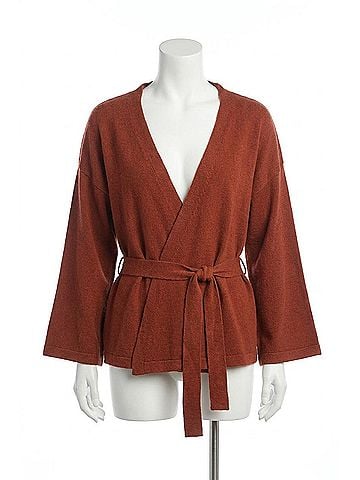 Papillon Soft Wrap Cardigan in Rust (view 1)