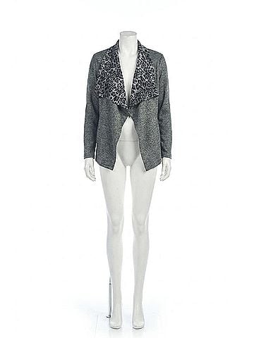 Papillon Soft Drape Sweater With Leopard Lining in Grey (view 1)
