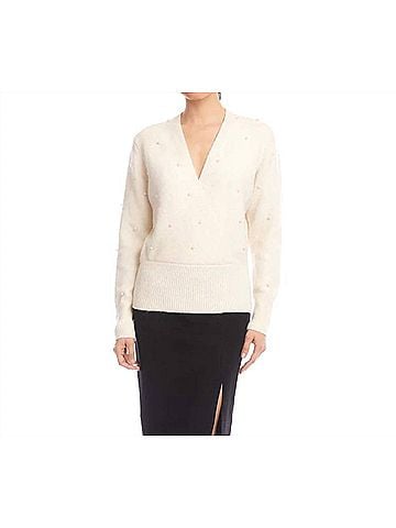 Karen Kane Petra Pearl Wrap Sweater in Cream (view 2)