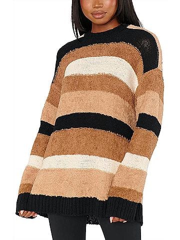 Show Me Your Mumu Timothy Sweater in Neutral Multi Stripe Knit (view 2)
