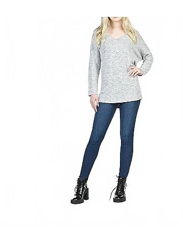 Papillon Soft V-Neck Oversized Sweater in Light Grey (view 2)