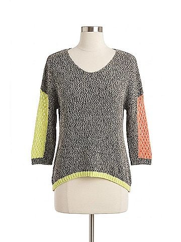 French Kyss Tracy Color Block Crochet Top in Black Multi (view 1)