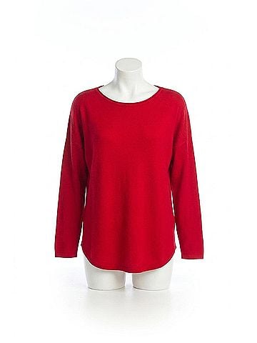 Papillon Wool Blend Shirt Hem Sweater in Red (view 1)
