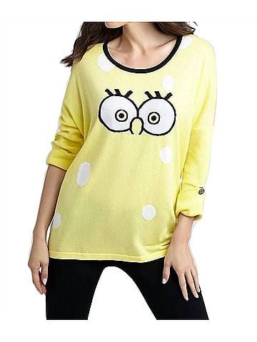 Angel Cartoon Graphic Sweater in Yellow/White (view 2)