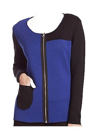 Angel Stitch Detail Reversible Cardigan in Black/Cobalt (view 2)