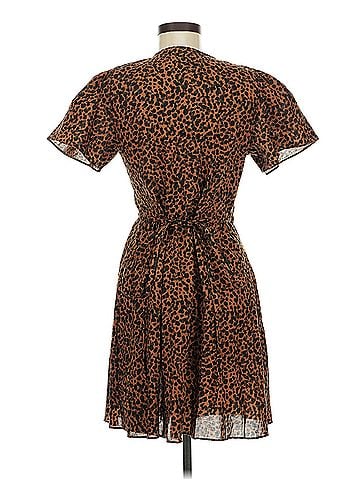 Madewell Madewell Flutter-Sleeve Wrap Mini Dress in Painted Leopard (view 2)