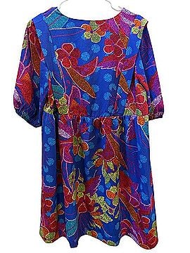 AVARA Vibrant Blue Floral Mini Dress Casual Dress (view 2)