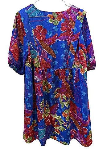 AVARA Vibrant Blue Floral Mini Dress Casual Dress (view 2)