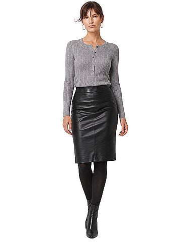 White House Black Market Lurex Henley Sweater Pullover Sweater (view 1)