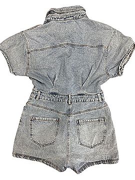 Le Lis Light Wash Denim Utility Romper Jumpsuit (view 2)