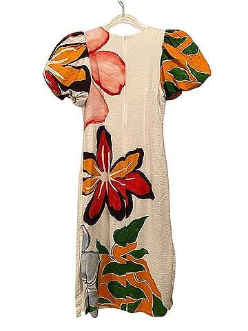 Anthropologie Abstract Floral Puff Sleeve Midi Dress Casual Dress (view 2)