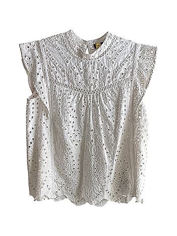 7 For All Mankind Mock Neck Eyelet Sleeveless Blouse (view 1)
