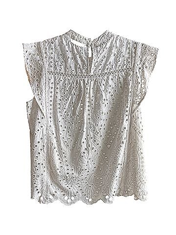 7 For All Mankind Mock Neck Eyelet Sleeveless Blouse (view 2)