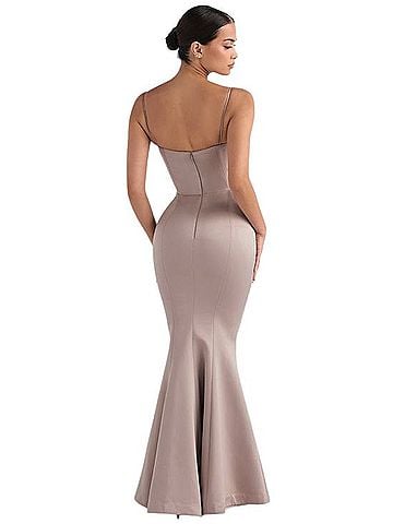 House of CB Taupe Cowl-Neck Mermaid Maxi Dress Cocktail Dress (view 2)