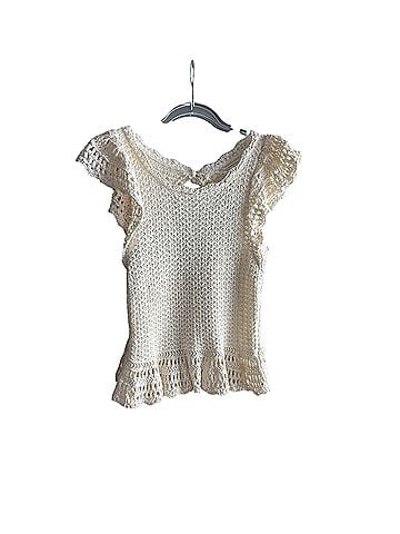 Anthropologie Crochet Ruffle Flutter Sleeve Short Sleeve Blouse (view 1)