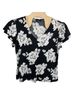 PREMISE Floral Black White T-Shirt Size 2X - photo 1
