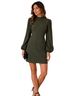 ASOS DESIGN Olive Green High Neck Puff Sleeve Mini Dress Cocktail Dress - photo 1