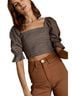Whimsy + Row Plaid Multi Color Short Sleeve Blouse Size L - photo 1