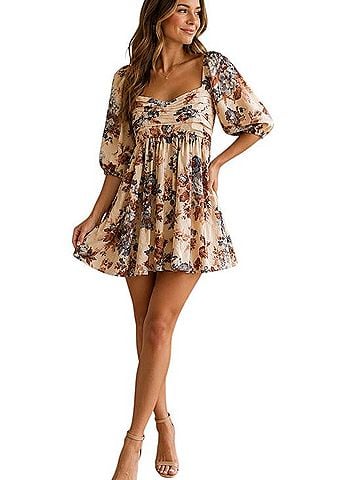 Abercrombie & Fitch Emerson Poplin Puff Sleeve Mini Dress Casual Dress (view 1)