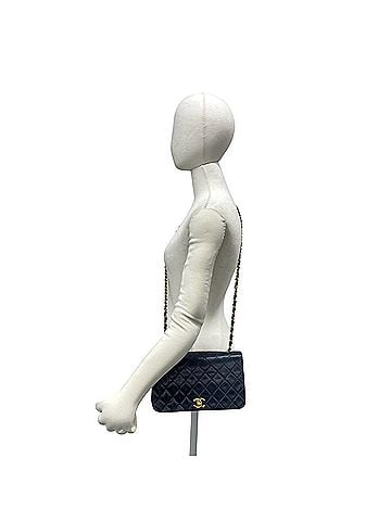 Chanel CHANEL Vintage Matelassé Coco Full Flap Lambskin Chain Shoulder Bag, Navy Blue, 71213 (view 2)